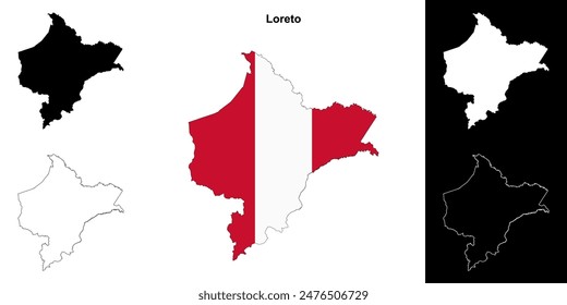 Loreto region outline map set