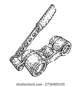 Lorgnette opera glasses sketch showcasing a vintage hand held viewing instrument, evoking theater culture, elegance and focused observation at concerts, opera and stage events