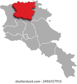 LORI map REGION of ARMENIA 3d isometric map