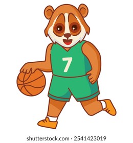 Lori spielt Basketball. Lori
 Basketball Cartoon Maskottchen.
Sport Tier niedlich lori Basketballspieler.Einzeln auf weißem Hintergrund.Vektorgrafik.