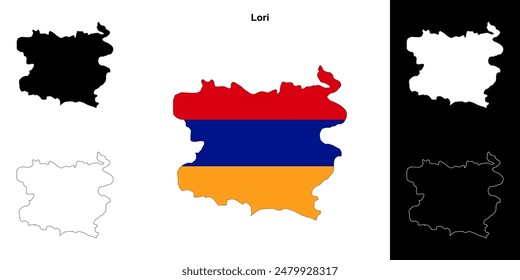 Lori province outline map set