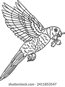 Loriini Bird Isolated Coloring Page for Kids