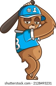 El loris es un jugador de béisbol y listo para golpear la bola de la ilustración