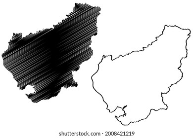 Lorrach district (Federal Republic of Germany, rural district, Baden-Wurttemberg State) map vector illustration, scribble sketch Lorrach map