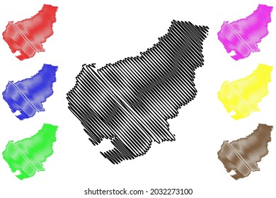 Lorrach district (Federal Republic of Germany, rural district, Baden-Wurttemberg State) map vector illustration, scribble sketch Lorrach map