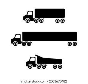 Lorries and trolley. Set of big transportation cars. Very long lorry