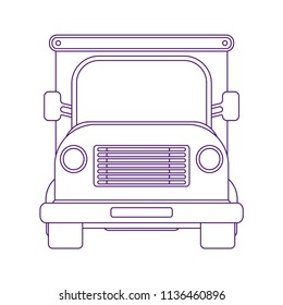 Lorry car front view. Heavy truck for transportation various objects. Road train. Front view. Line art style. Coloring book pages for adults and kids