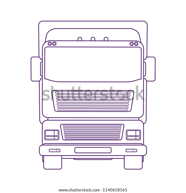 Lorry car front view. Heavy truck for
transportation various objects. Road train. Front view. Line art
style. Coloring book pages for adults and
kids
