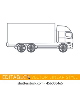 Lorry. Cargo truck. Editable vector icon in linear style.