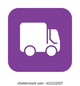 Lorry, Delivery, Shipping flat icon, filled vector sign, colorful pictogram on rounded square button isolated on white. Symbol, logo illustration. Flat design, pixel perfect