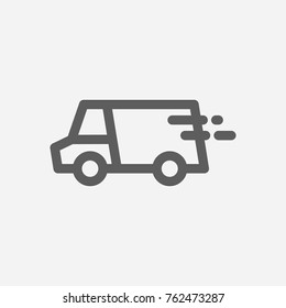 Lorry delivery truck icon line. Isolated symbol on logistics topic with lorry, delivery truck icon and van meaning vector illustration.