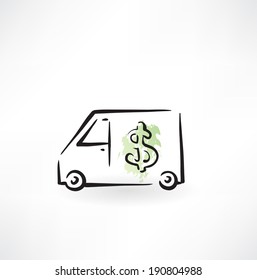 lorry with dollar grunge icon