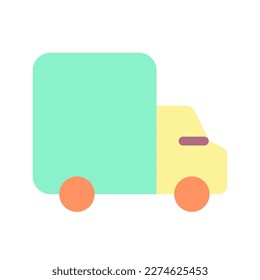 Lorry flat color ui icon. Cargo truck delivering goods. Shipping and transportation service. Simple filled element for mobile app. Colorful solid pictogram. Vector isolated RGB illustration