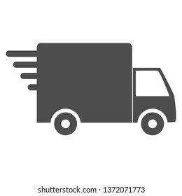 Lorry grey on white background. Vector icon transportation. Fast delivery of cargo, achievement and business symbol, security, solution concept illustration or background
