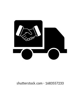 Lorry and handshake on a truck sign. Negotiable Delivery Sign