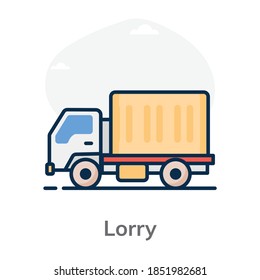 Lorry icon design, delivery truck flat vector 