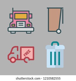 lorry icon set. vector set about garbage and truck icons set.