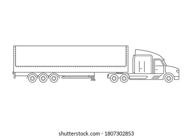 Vector Outline Set Different Trucks Semitrailer Stock Vector (Royalty ...