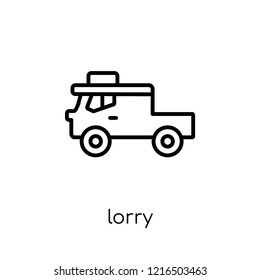 lorry icon. Trendy modern flat linear vector lorry icon on white background from thin line collection, outline vector illustration