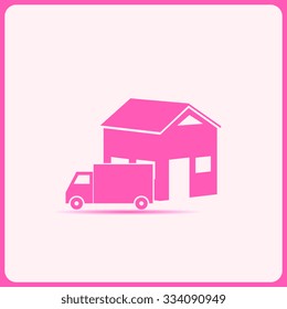 lorry icon, vector illustration. Flat design style