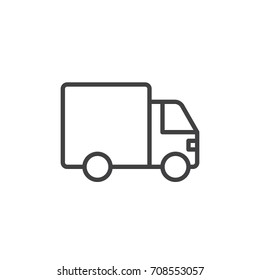 Lorry line icon, outline vector sign, linear style pictogram isolated on white. Shipping truck symbol, logo illustration. Editable stroke. Pixel perfect vector graphics