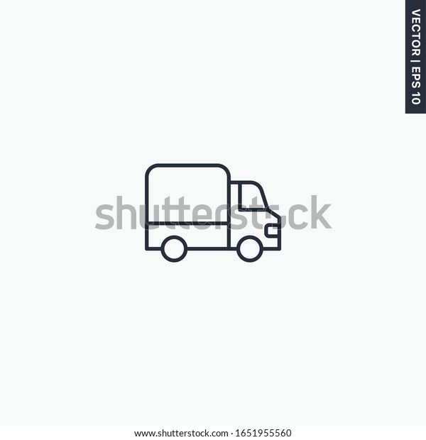 Lorry, linear\
style sign for mobile concept and web design. Symbol, logo\
illustration. Pixel perfect vector\
graphics