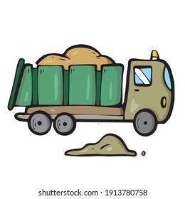 Lorry on white background Cute Cartoon transport. Vector illustration
