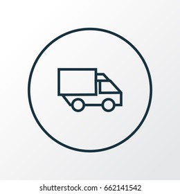 Lorry Outline Symbol. Premium Quality Isolated Camion Element In Trendy Style.