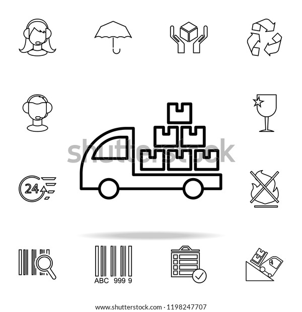 lorry with parcels outline icon. Cargo\
logistic icons universal set for web and\
mobile