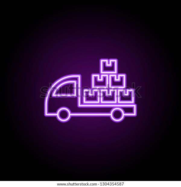 lorry with parcels outline icon. Elements of\
Cargo logistic in neon style icons. Simple icon for websites, web\
design, mobile app, info\
graphics