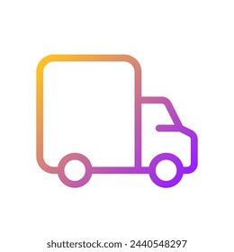 Lorry pixel perfect gradient linear ui icon. Truck delivering goods. Shipping and transportation service. Line color user interface symbol. Modern style pictogram. Vector isolated outline illustration