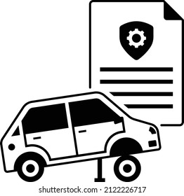 Lorry With Repair Report Stock Illustration, Insurance Financing Vehicle Vector Icon Design, Financial Loss Protection Symbol, Risk Management Sign, Motor Vehicle Coverage Policy,Repair Insurance Bill