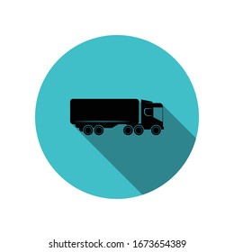 Lorry with a trailer long shadow icon. Simple glyph, flat vector of transport icons for ui and ux, website or mobile application