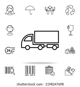 lorry with a trailer outline icon. Cargo logistic icons universal set for web and mobile