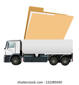 lorry or truck with an empty folder to place your concept. vector design