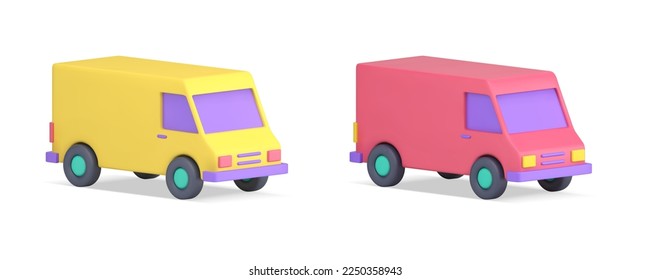 Lorry truck freight transportation automobile courier shipment 3d icon set realistic vector illustration. Logistic car vehicle cargo delivery distribution moving transport industrial container traffic