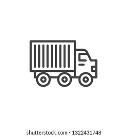 Lorry truck line icon. linear style sign for mobile concept and web design. Delivery truck outline vector icon. Construction machines symbol, logo illustration. Pixel perfect vector graphics