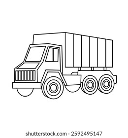 Lorry truck outline  illustration digital drawing. Perfect for coloring book page as line art digital product.