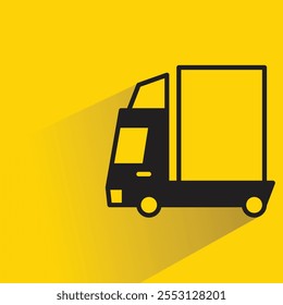 lorry truck with shadow on yellow background