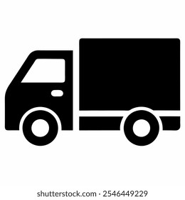 Lorry truck vehicle icon or symbol on white background and black color
