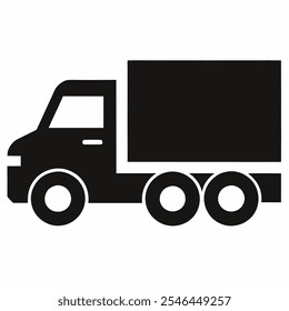 Lorry truck vehicle icon or symbol on white background and black color
