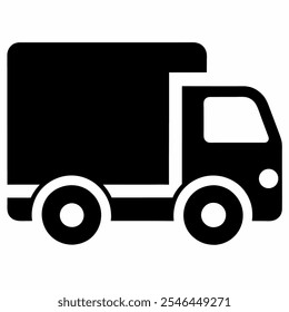 Lorry truck vehicle icon or symbol on white background and black color
