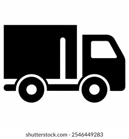 Lorry truck vehicle icon or symbol on white background and black color
