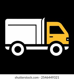 Lorry truck vehicle icon or symbol on white background and black color
