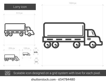 Lorry vector line icon isolated on white background. Lorry line icon for infographic, website or app. Scalable icon designed on a grid system.