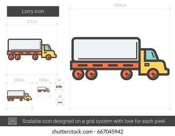 Lorry vector line icon isolated on white background. Lorry line icon for infographic, website or app. Scalable icon designed on a grid system.