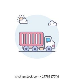 lorry vector round icon style illustration. EPS 10 File