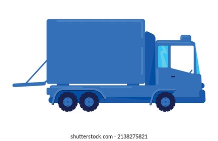 Lorry Vehicle Semi Flat Color Vector Object. Goods Transportation. Full Sized Item On White. Commercial Motor Vehicle Simple Cartoon Style Illustration For Web Graphic Design And Animation