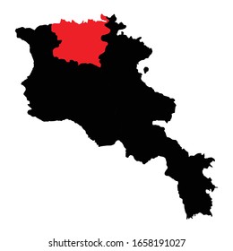 Lory province highlighted on armenia map Vector EPS 10