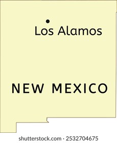 Los Alamos mapa do estado do Novo México mostrando a localização no censo